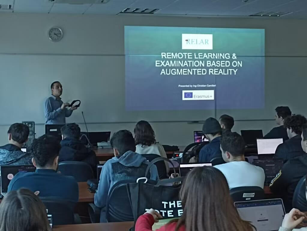 Christian Camilleri presenting the RELAR project at University of Malta
